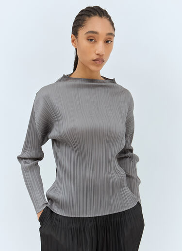 Pleats Please Issey Miyake High-Neck Top Grey plp0258022