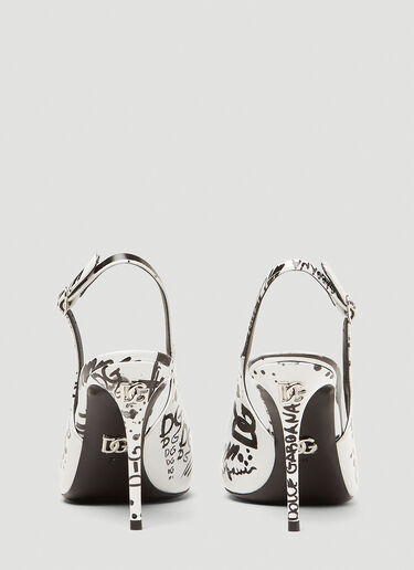 Dolce & Gabbana 徽标涂鸦露跟高跟鞋 白色 dol0250023
