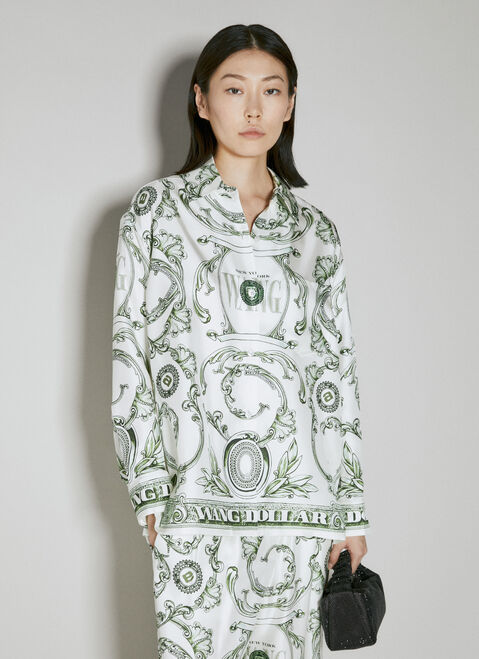 Balenciaga Money Print Silk Shirt Grey bal0253004