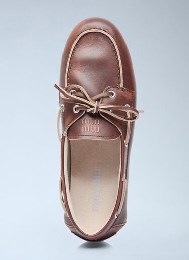 Miu Miu Lace-Up Loafers Brown miu0256013