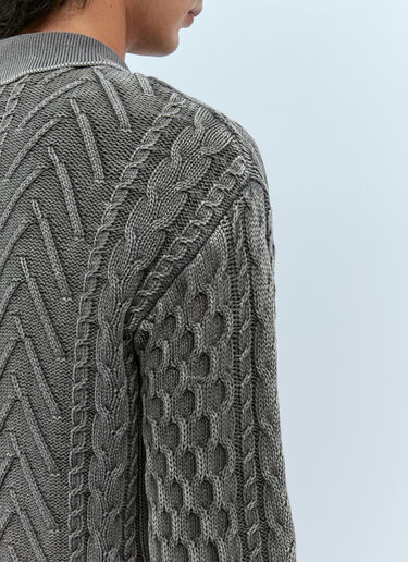 K-Epano Washed Cable Knit Cardigan Diesel K-Epano Washed Cable Knit Cardigan Dark Grey dsl0154020