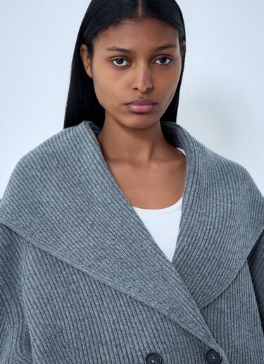 TOTEME Ribbed Wool Cardigan Grey tot0263011