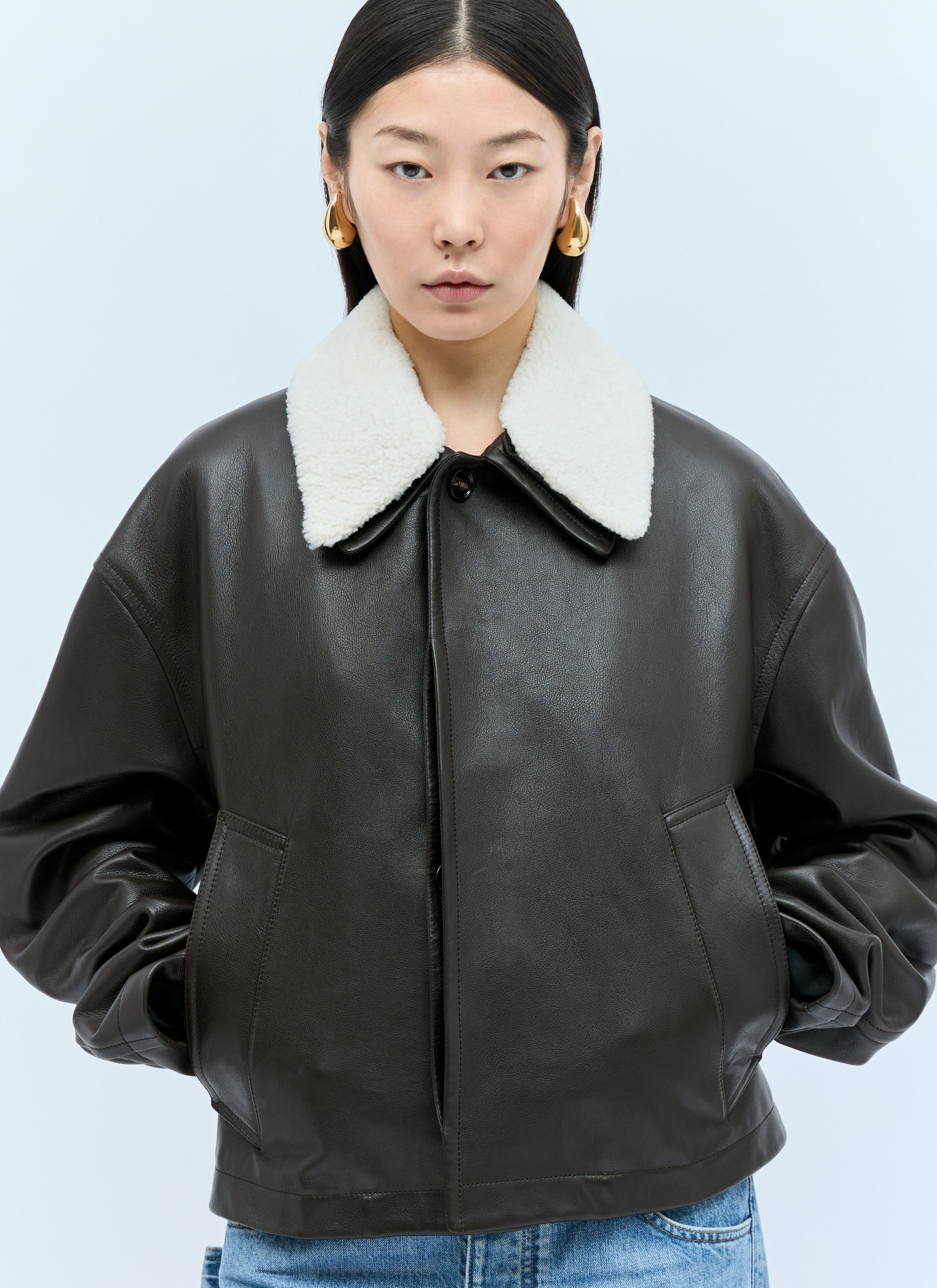 Bottega Veneta Smooth-Grain Leather Jacket 粉色 bov0255089