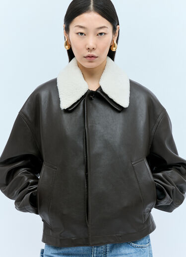 부드러운 그레인 가죽 재킷 Bottega Veneta 부드러운 그레인 가죽 재킷 블랙 bov0257010