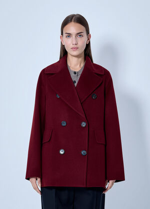 Max Mara Double-Breasted Wool Coat Bordeaux max0266097