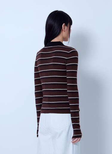 LN-CC® - GANNI: Mini Ribbed Merino Polo - Brown GANNI Mini Ribbed Merino Polo Brown gan0265021