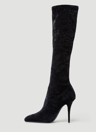 Saint Laurent Talia Velvet Boots Black sla0249089
