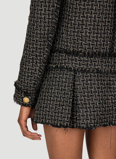 Balmain ノーカラーツイードブレザー ブラック bln0253015