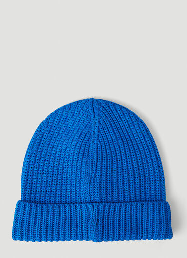 Moncler Logo Patch Beanie Hat Blue mon0148017