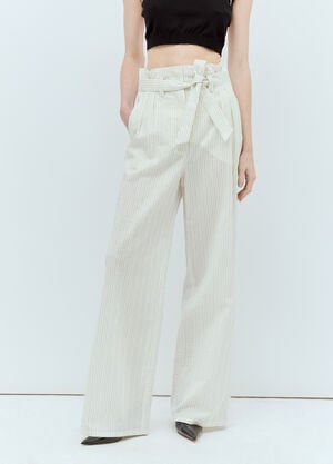 Max Mara Pinstriped Canvas Pants White max0256025