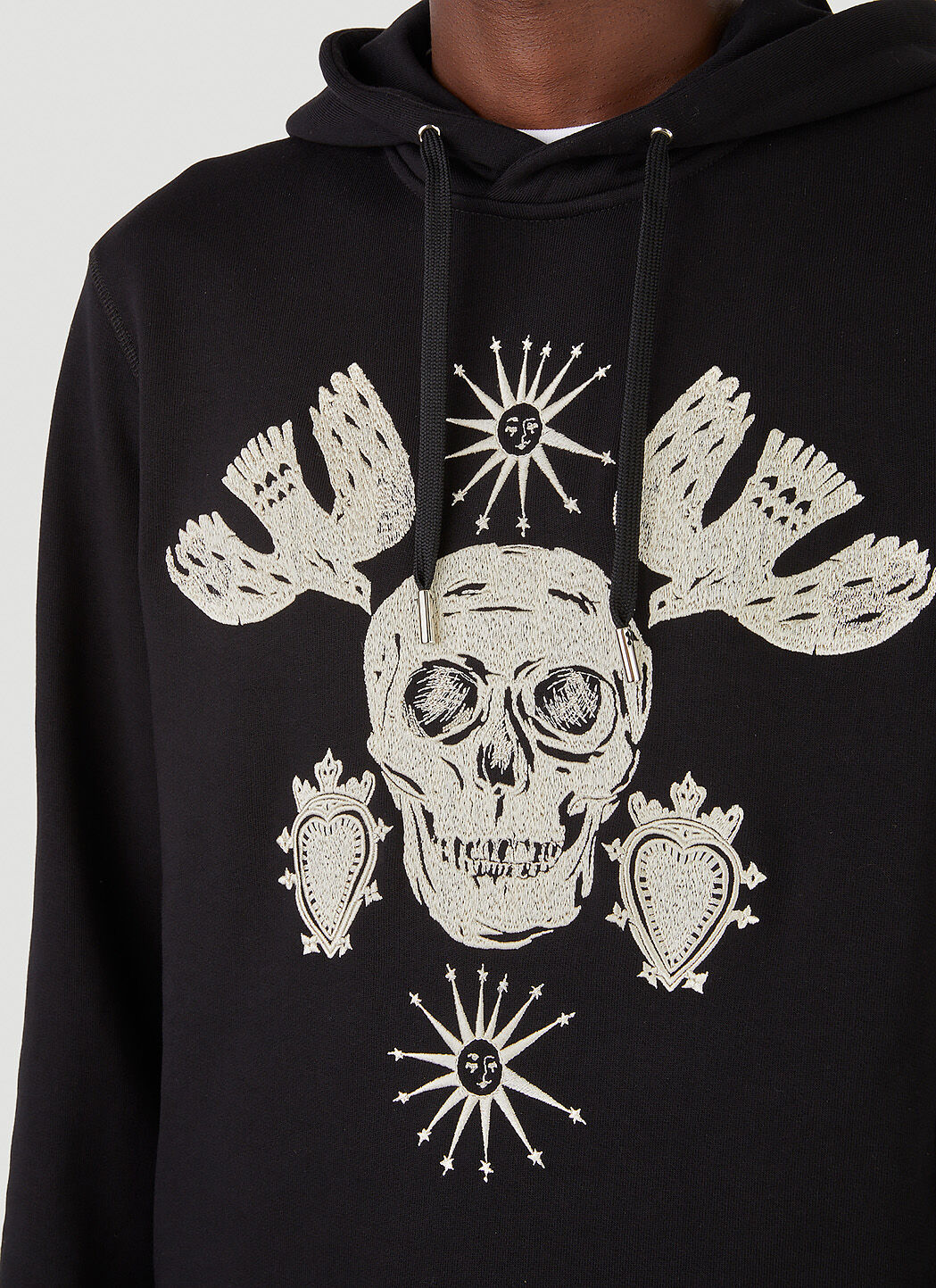 Alexander McQueen Skull Embroidered Hooded Sweatshirt in Black