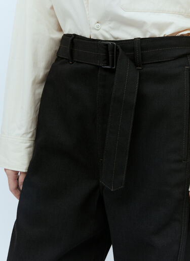 Lemaire Twisted Belted Cotton Pants Black lem0254007
