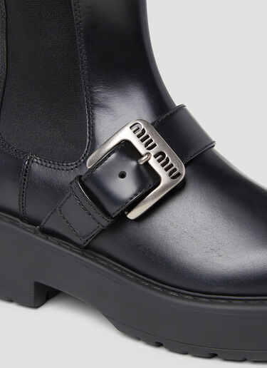 Logo Buckle Boots Miu Miu Logo Buckle Boots Black miu0252065