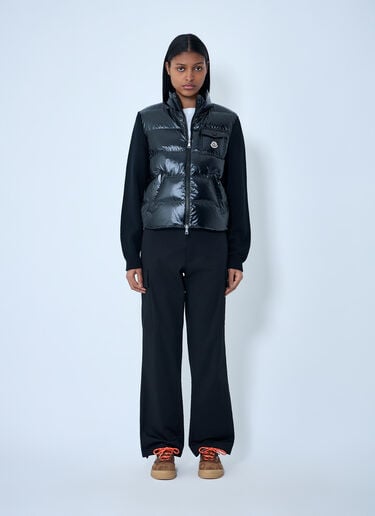 Moncler Quilted Down Gilet with Knit Sleeves Black mon0263045