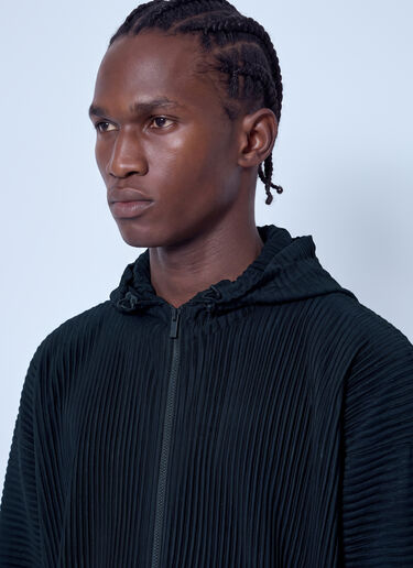 LN-CC® - Homme Plissé Issey Miyake: July Full Zip Hoodie - Black Homme Plissé Issey Miyake July Full Zip Hoodie Black hmp0166008