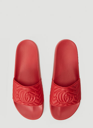 Gucci GG Marmont Rubber Slides Red guc0139088