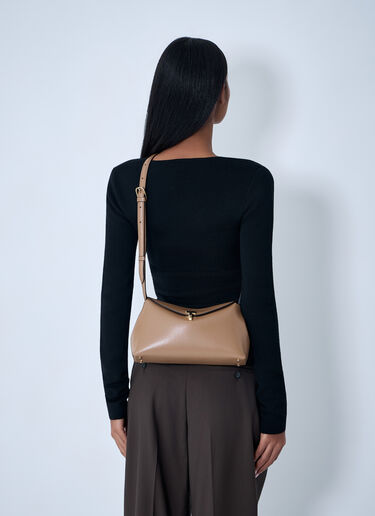 TOTEME T-Lock Smooth Leather Clutch Bag Camel tot0263079