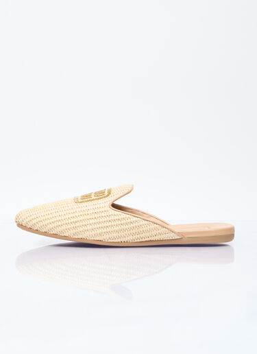 Miu Miu Woven Logo Mules Beige miu0256012