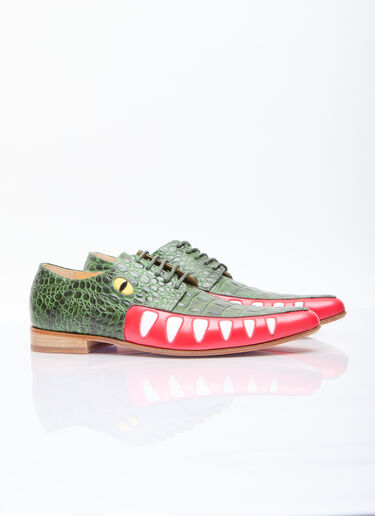 Walter Van Beirendonck クロコダイル レースアップシューズ グリーン wlt0156040