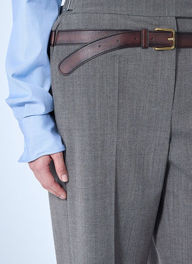 Prada Technical Wool Pants With Printed Belt Black pra0260065