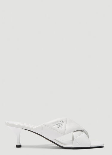 Prada Padded Leather Heeled Mules White pra0243043