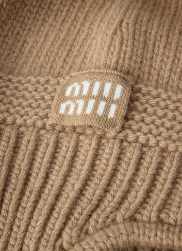 LN-CC® - Miu Miu: Cashmere Blend Beanie Hat - Camel Miu Miu Cashmere Blend Beanie Hat Camel miu0366002