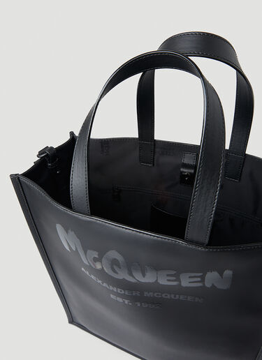 Alexander McQueen Graffiti Logo Print Tote Bag Black amq0149065