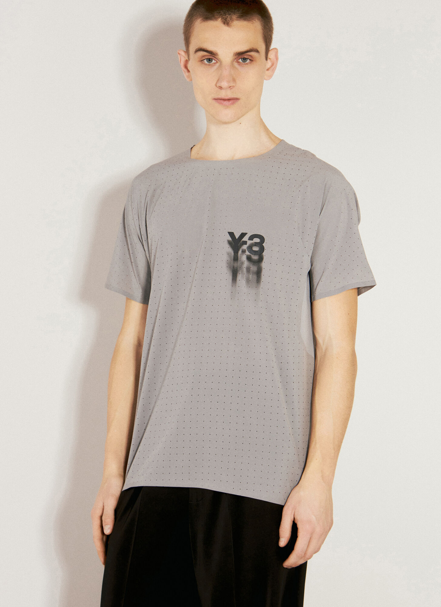 Shop Y-3 Run Short Sleeve T-shirt In Grey