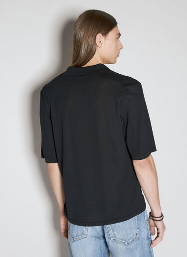 Saint Laurent Wool Knit Polo Shirt Black sla0156007