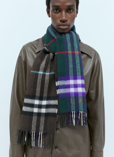 コントラストチェックカシミアスカーフ Burberry コントラストチェックカシミアスカーフ グリーン bur0154028