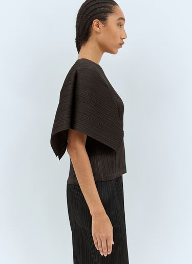 Pleats Please Issey Miyake 캡 슬리브 탑 브라운 plp0258004