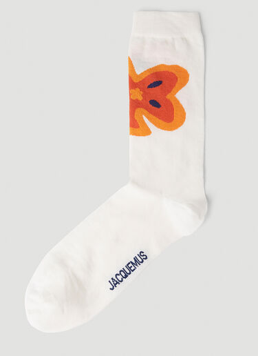 Jacquemus Les Chaussetes Fleur Socks White jac0151052