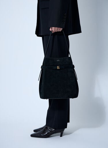 TOTEME Belted Suede Bucket Bag Black tot0261048