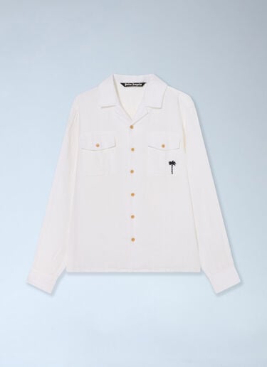 Palm Angels Palm Tree Bowling Shirt White pma0166004