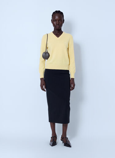 LN-CC® - Miu Miu: V-Neck Wool Sweater - Yellow Miu Miu V-Neck Wool Sweater Yellow miu0266122