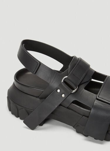 Rick Owens Tractor Leather Sandals Black ric0239018