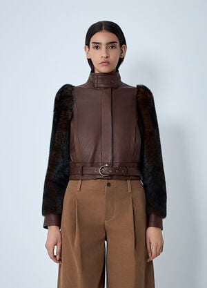 Chloé Leather Jacket Brown chl0261017