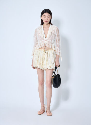 Embroidered Lace Ruffle Top Chloé Embroidered Lace Ruffle Top White chl0260040