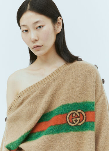 Interlocking GG Wool Mohair Sweater Gucci Interlocking GG Wool Mohair Sweater Beige guc0253048