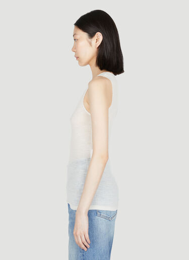 Saint Laurent Logo Embroidery Wool Tank Top Beige sla0253019