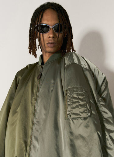 Balenciaga Double-Sleeve Bomber Jacket Green bal0156002