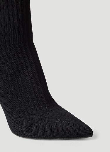 Logo Print Knit High Heel Boots Balmain Logo Print Knit High Heel Boots Black bln0253034
