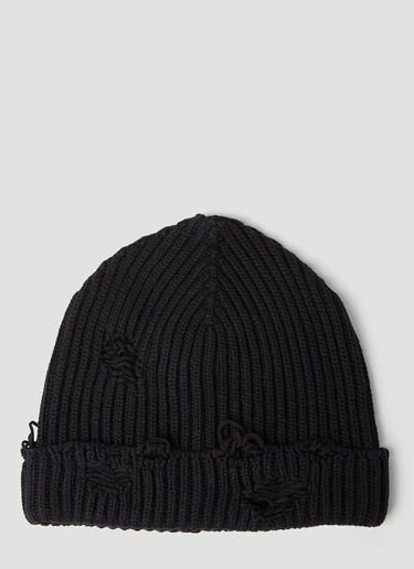 Distressed Beanie Hat MM6 Maison Margiela Distressed Beanie Hat Black mmm0353001
