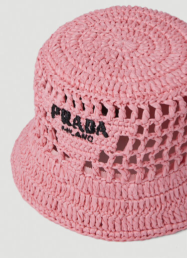 Prada 라피아 우븐 버킷 햇 핑크 pra0252028