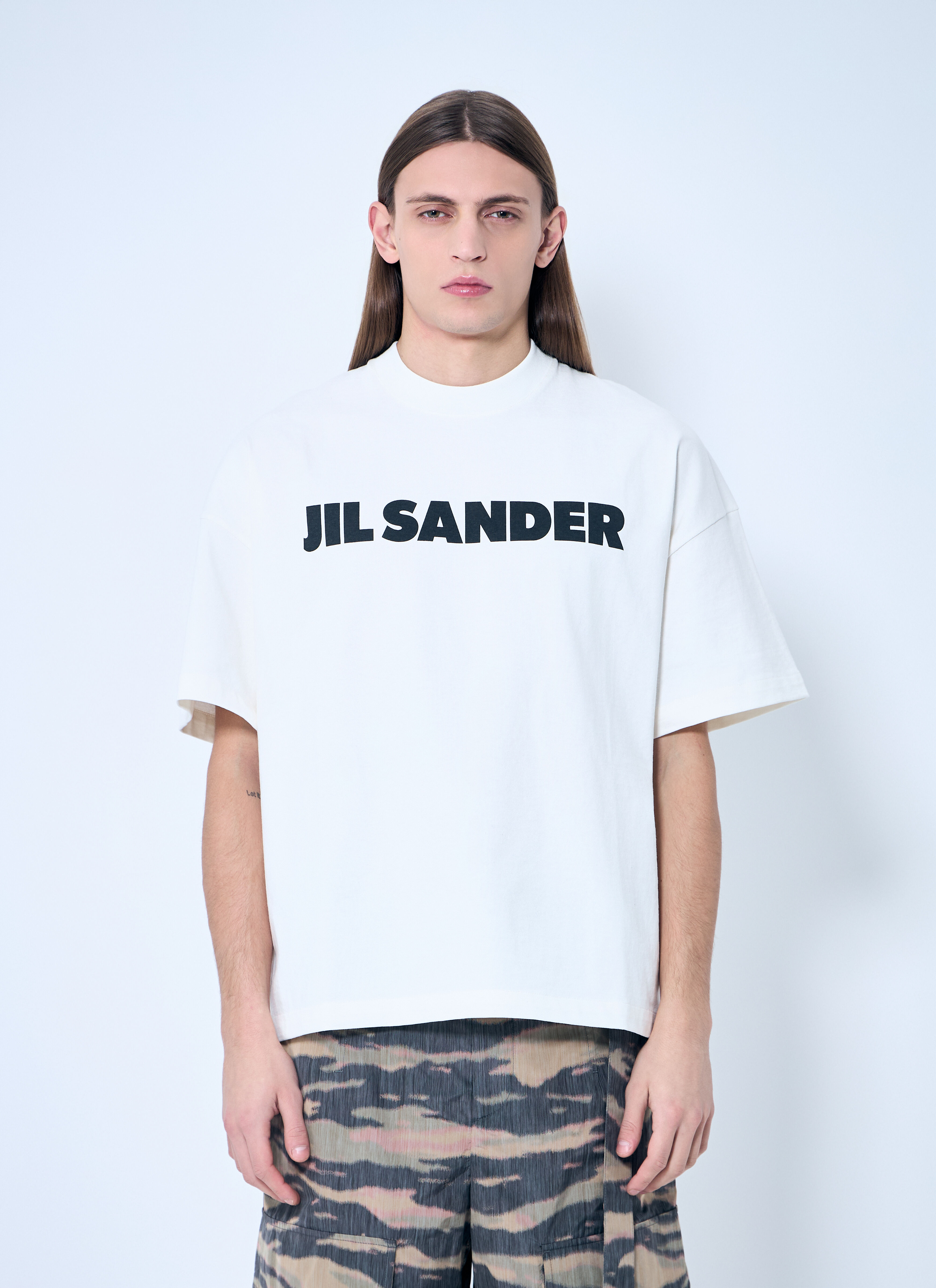 Jil Sander 徽标 T 恤 米色 jil0156003