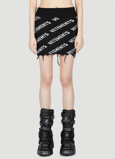 VETEMENTS 字母花押迷你半裙 黑色 vet0251016