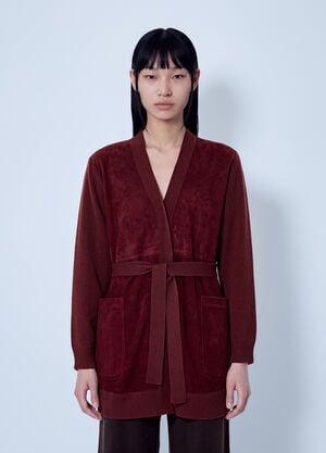 Max Mara Belted Cardigan with Patch Pockets Bordeaux max0266209