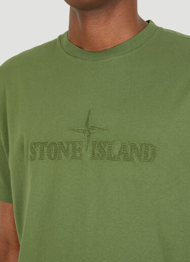 Stone Island 로고 자수 티셔츠 그린 sto0150054