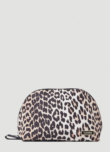 GANNI Leopard Print Vanity Bag Brown gan0253064