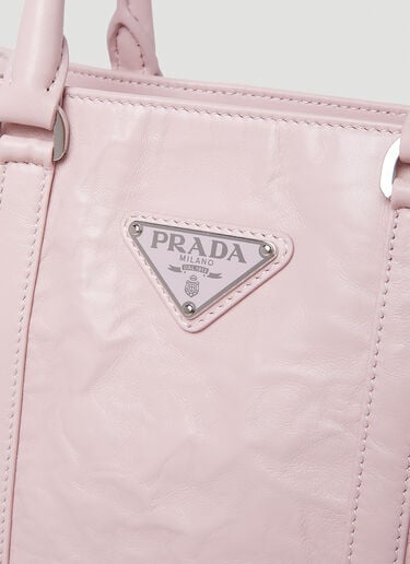 Prada Crinkled Leather Tote Bag Pink pra0252060